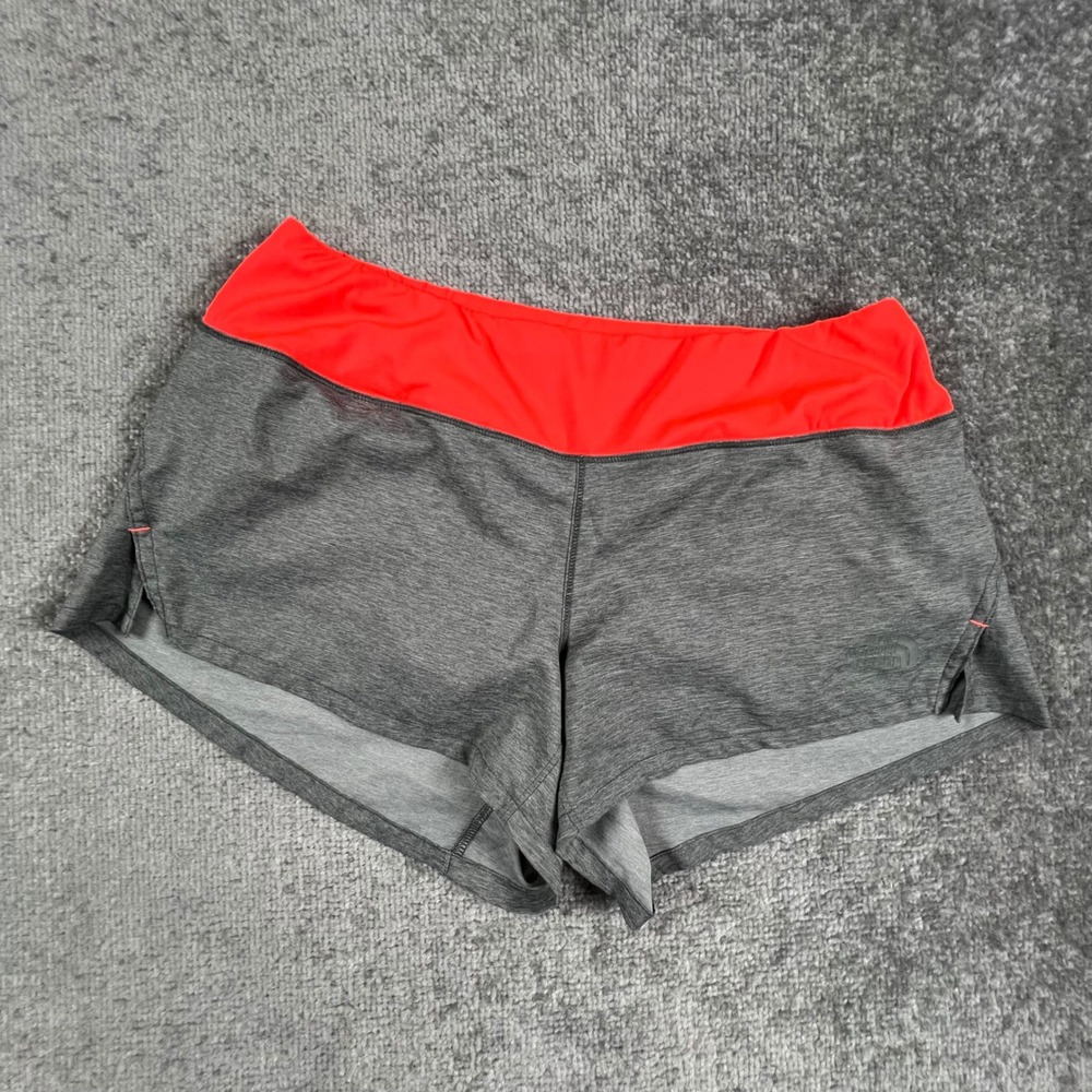 The North Face Womens FlashDry-XD Running Shorts Gray Neon Orange Size Medium